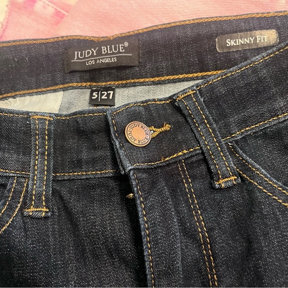 Judy blue cell phone pocket dark wash high rise skinny jean size 5 or si… - Picture 4 of 5